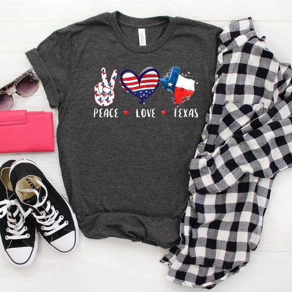 Peace Love Texas Shirt, Custom State Shirt, American State Shirt - Picture 1 of 2